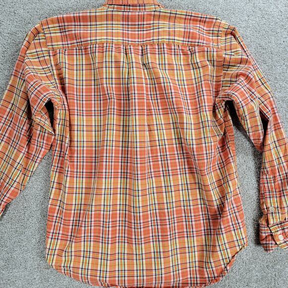 Ralph Lauren Button Down Shirt Boys L 16-18 Orange Plaid Cotton Classic Fit - Picture 8 of 12